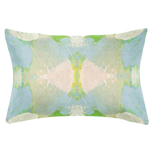 Elephant Falls Throw Pillow in soft blues and greens 14" x 20" lumbar size