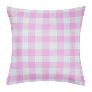 Gingham Pink Decorative Throw Pillow 22" square
