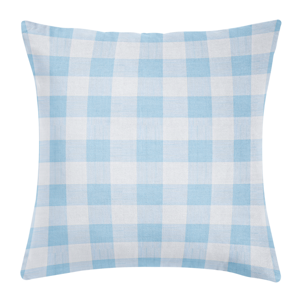 Gingham Blue Decorative Throw Pillow in 22&quot; square size