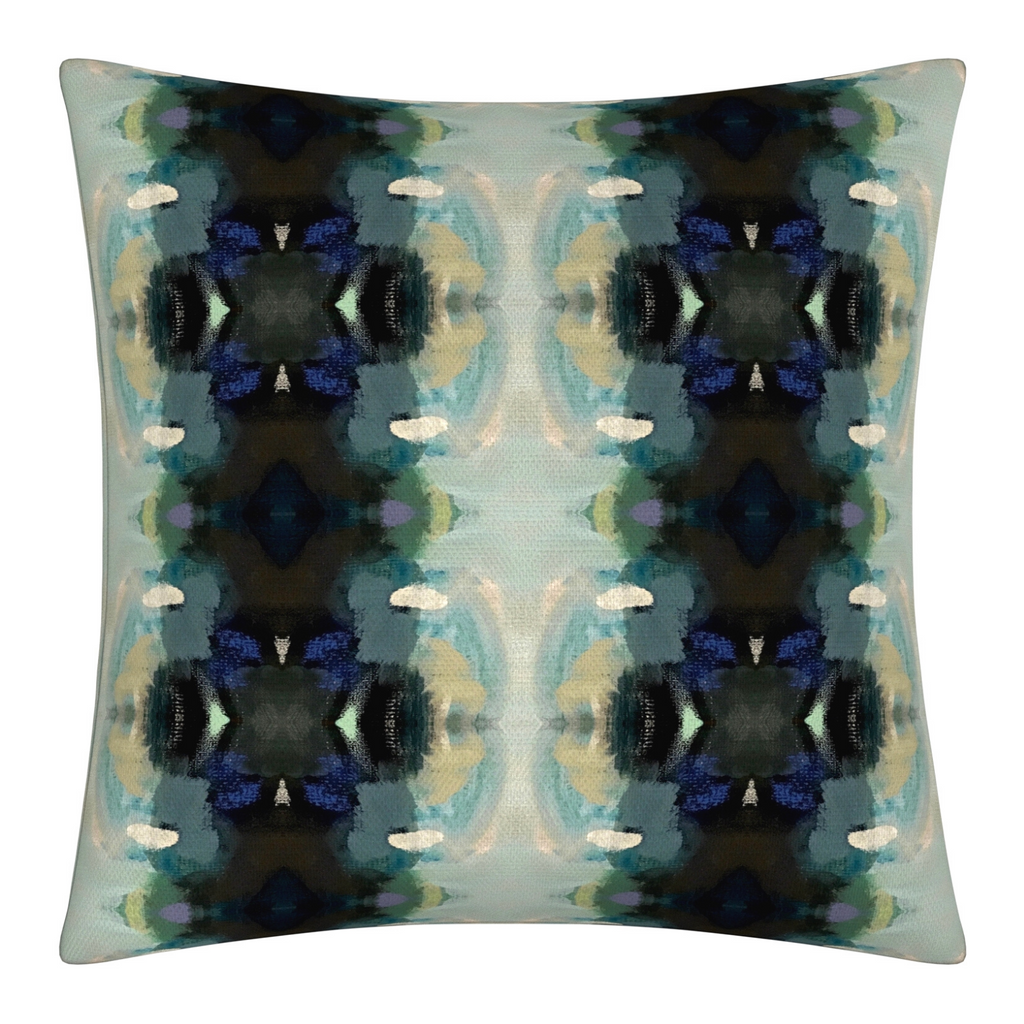 Orchid Blossom Navy Linen Throw Pillow 22" square