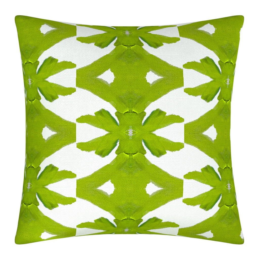 Palm Green linen pillow in vivid green from Laura Park Designs. Square 22&quot; throw pillow