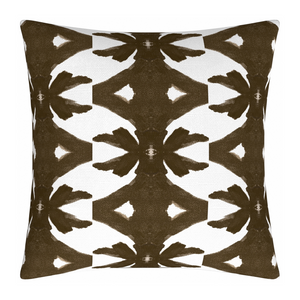 Palm Cocoa Linen Throw Pillow 22" square