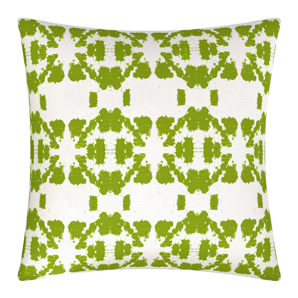 Mosaic Green Linen Throw Pillow 22" square
