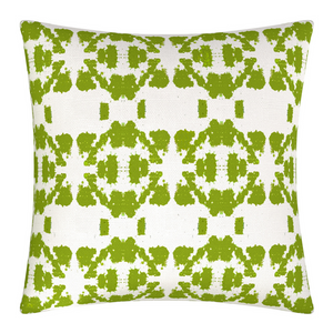 Mosaic Green Linen Throw Pillow 22" square