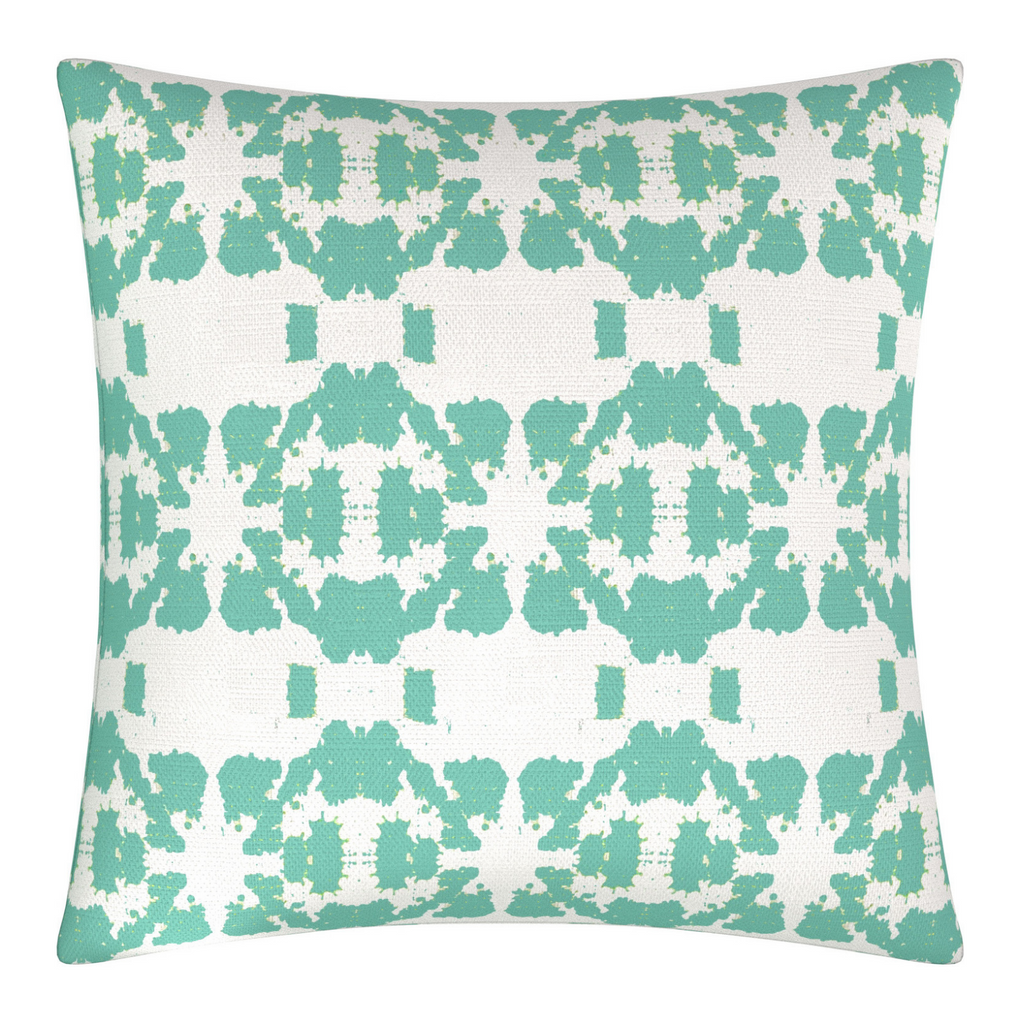 Mosaic Turquoise Linen Throw Pillow 22" square