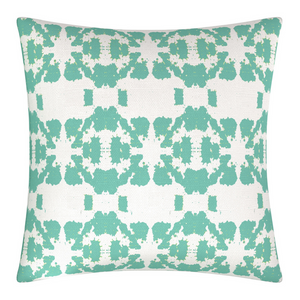 Mosaic Turquoise Linen Throw Pillow 22" square