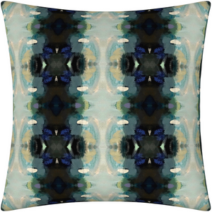 Orchid Blossom Navy Linen Throw Pillow 26" square