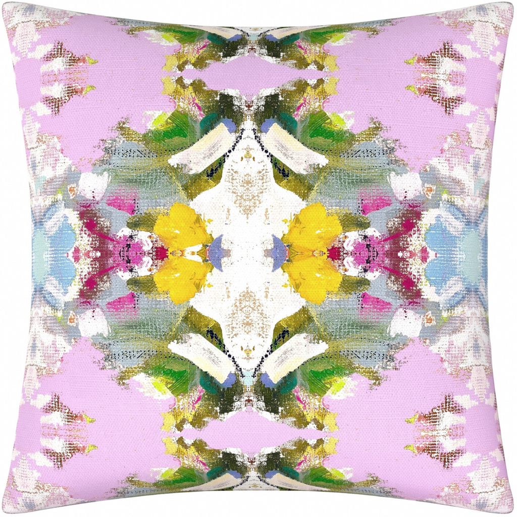 Poppy Pink Linen Throw Pillow 26" square