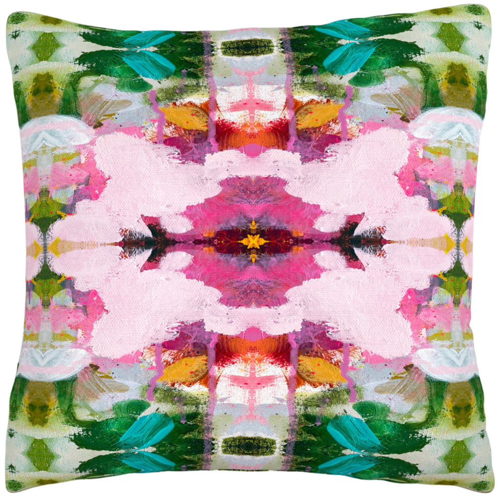 Namaste Pink Linen Throw Pillow 26" square