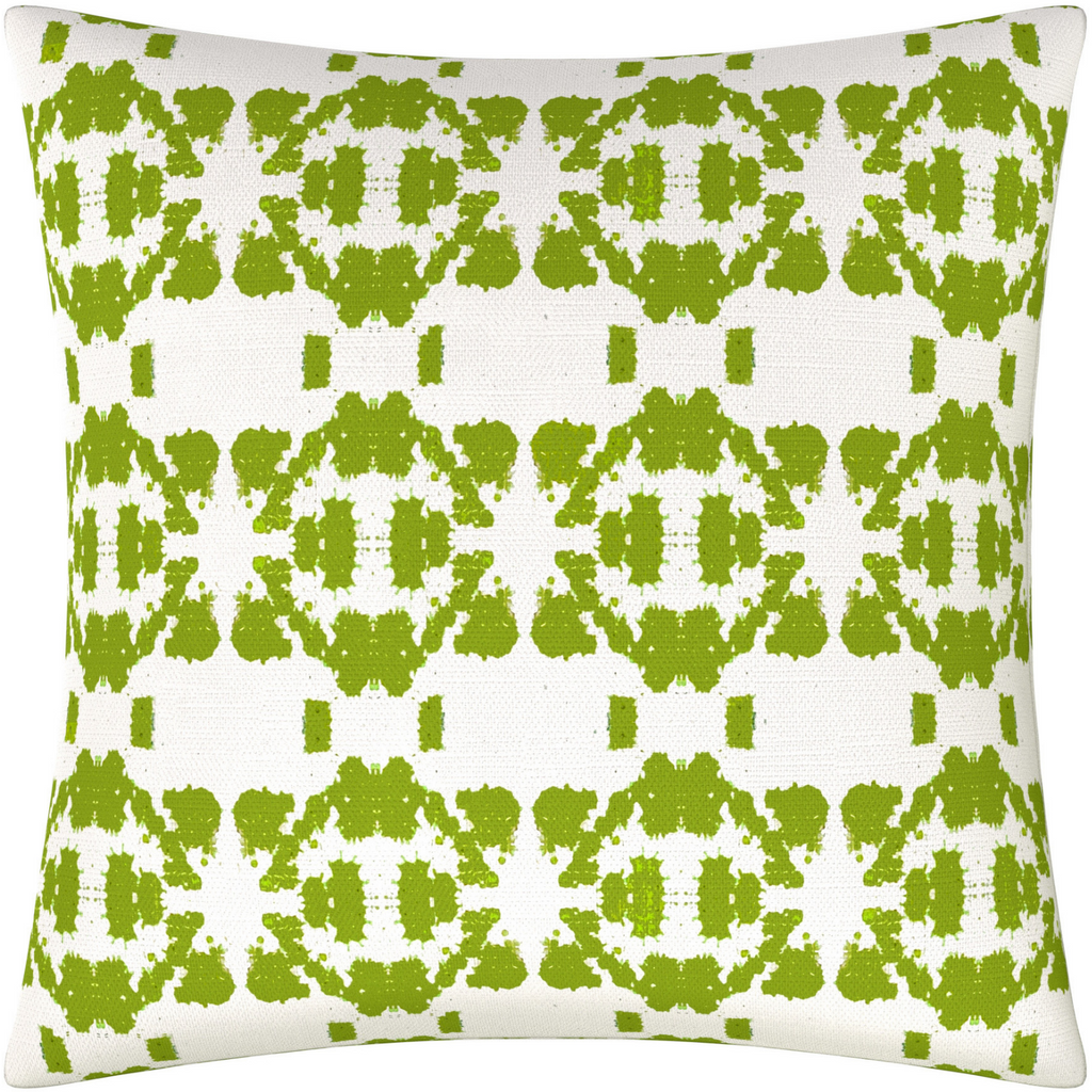 Mosaic Green Linen Throw Pillow 26" square