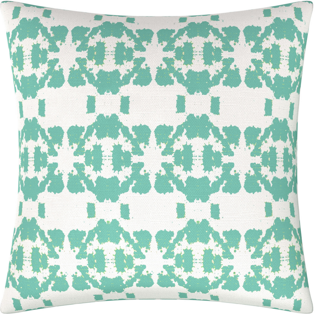 Mosaic Turquoise Linen Throw Pillow 26" square