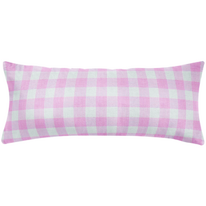 Gingham Pink Decorative Throw Pillow 14" x 36" bolster