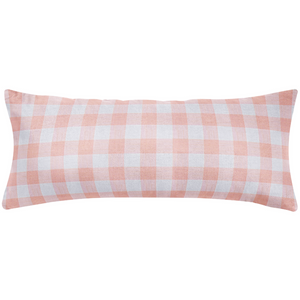 Gingham Coral Decorative Throw Pillow 14" x 36" bolster