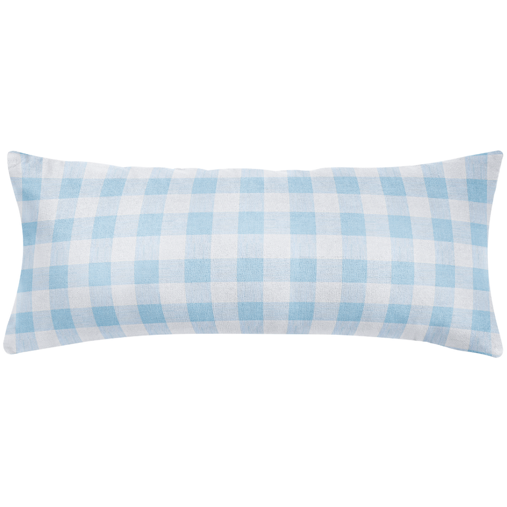 Gingham Blue Decorative Throw Pillow 14" x 36" bolster