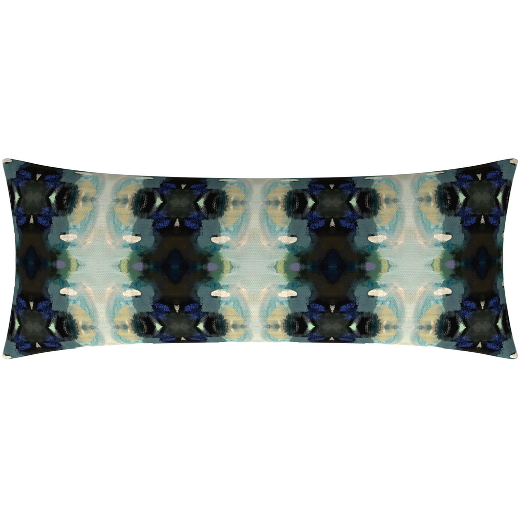 Orchid Blossom Navy Linen Throw Pillow 14" x 36" bolster