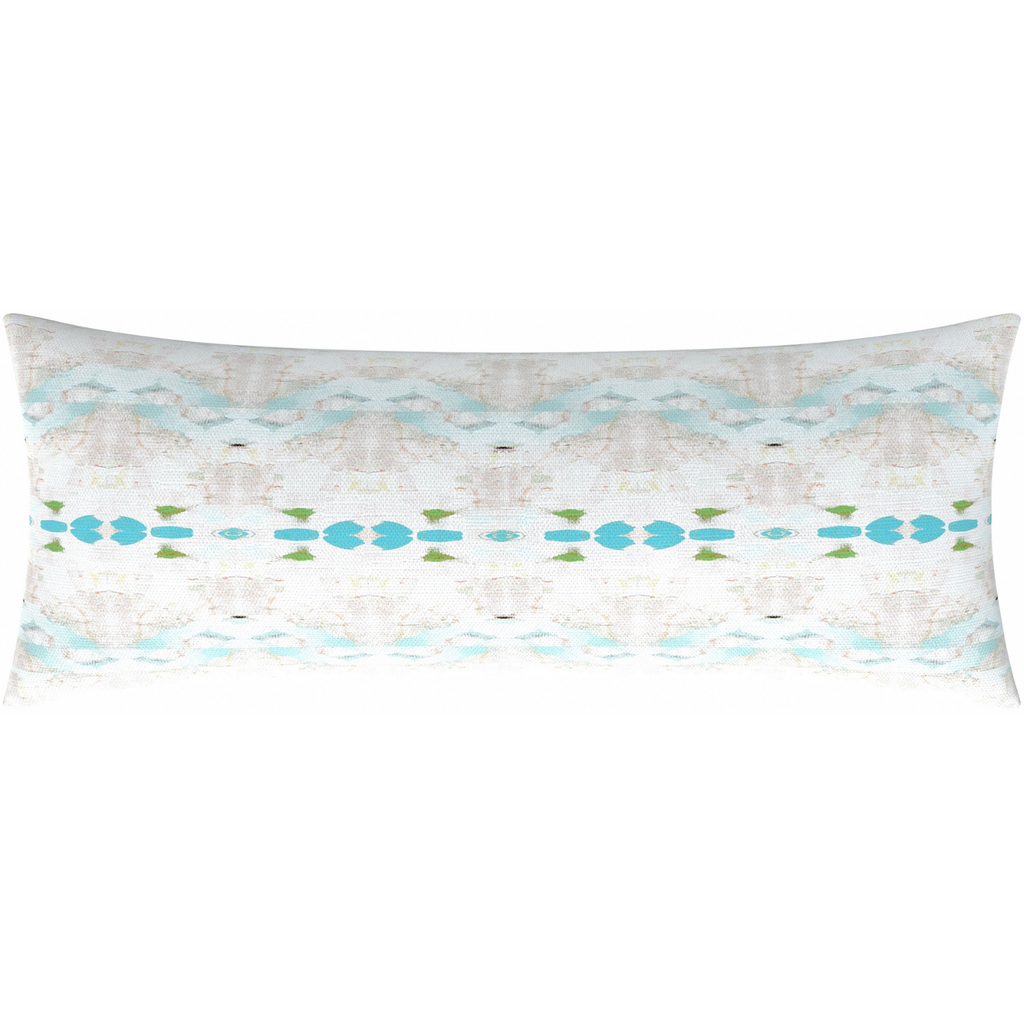 Flower Child Blue Linen Pillow 14" x 36" bolster