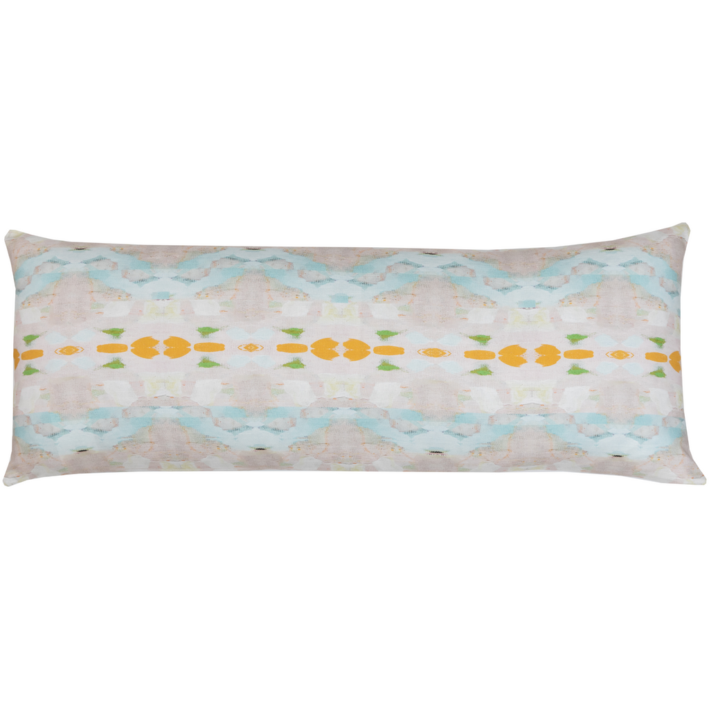 Flower Child Orange Linen Pillow 14" x 36" bolster
