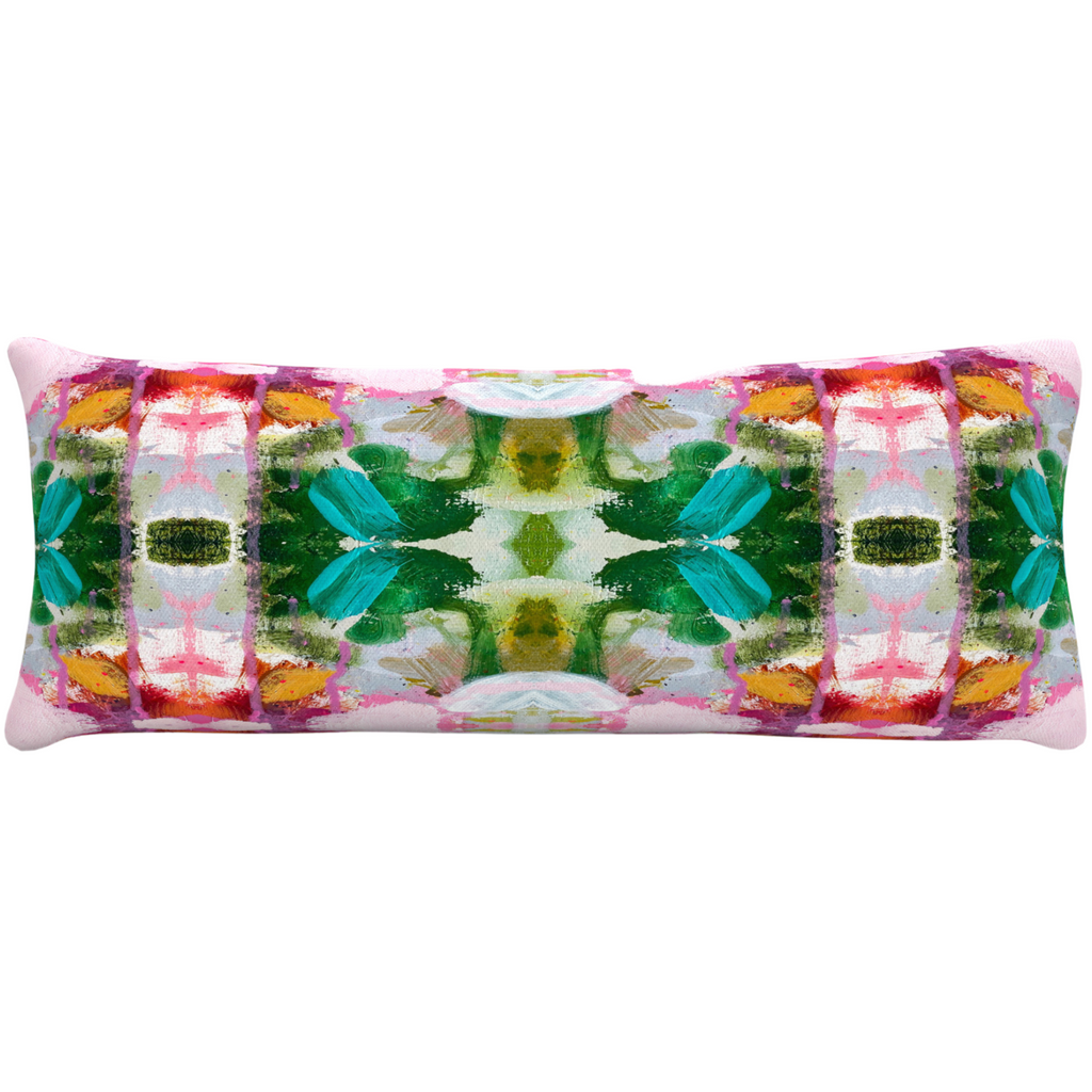 Namaste Pink Linen Throw Pillow 14" x 36" bolster