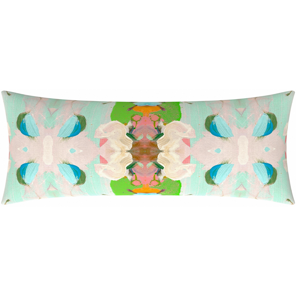 Monet's Garden Green Linen Throw Pillow 14" x 36" bolster