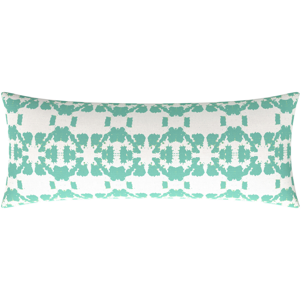 Mosaic Turquoise Linen Throw Pillow bolster