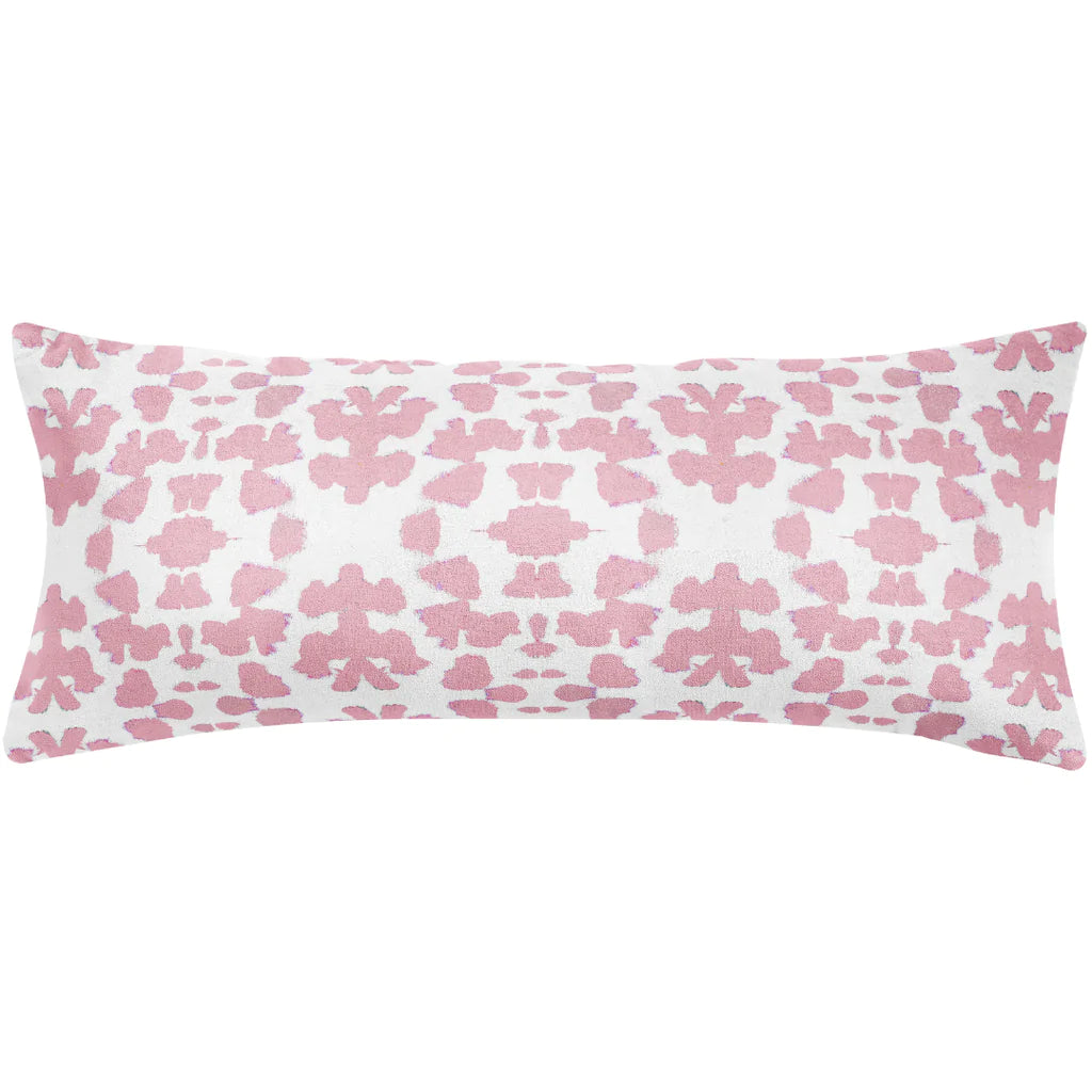 Chintz Rose Throw Pillow in soft pink 14" x 36" bolster size