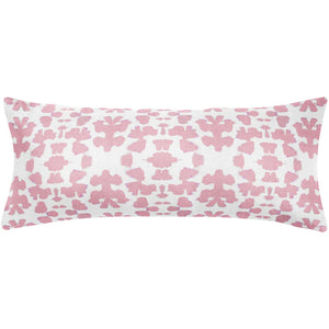 Chintz Rose Throw Pillow in soft pink 14" x 36" bolster size