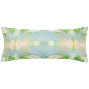 Elephant Falls Throw Pillow in soft blues and greens 14" x 36" bolster size