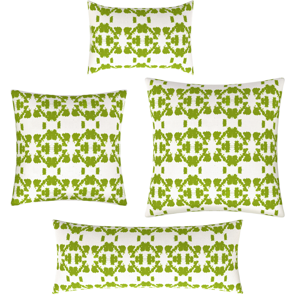 Mosaic Green Linen Throw Pillow collection