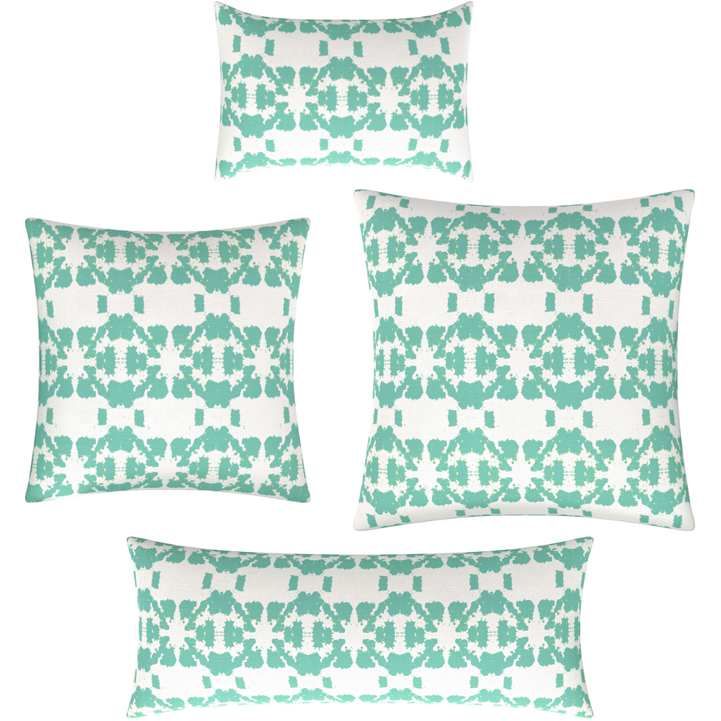 Mosaic Turquoise Linen Throw Pillow collection