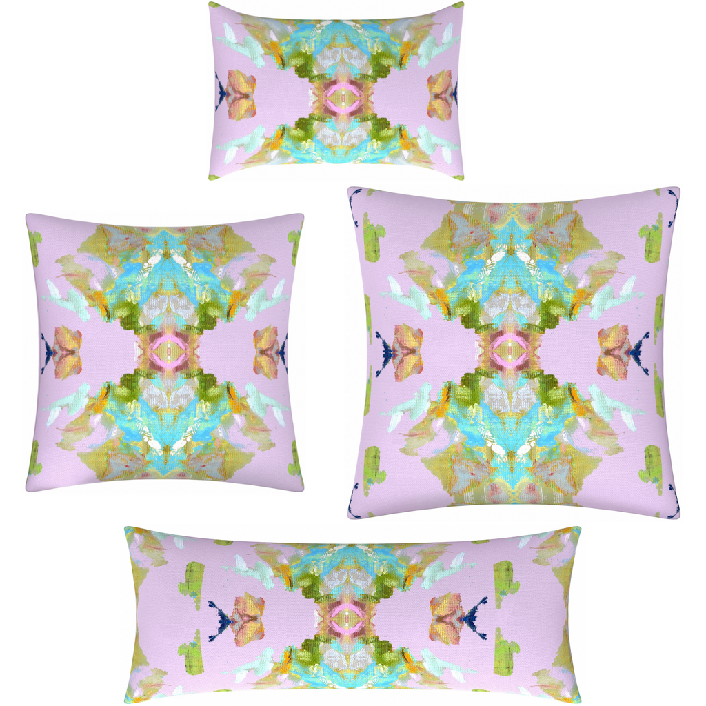 Stained Glass Lavender Linen Throw Pillow collection
