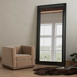 Hendrick Floor Mirror with perforated black frame from Four Hands in lifestyle setting