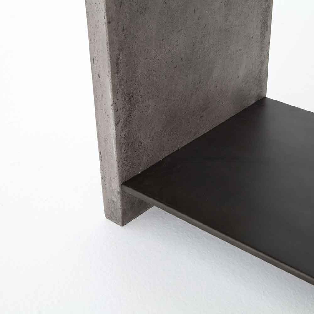 Hugo dark grey concrete end table Four Hands shelf detail