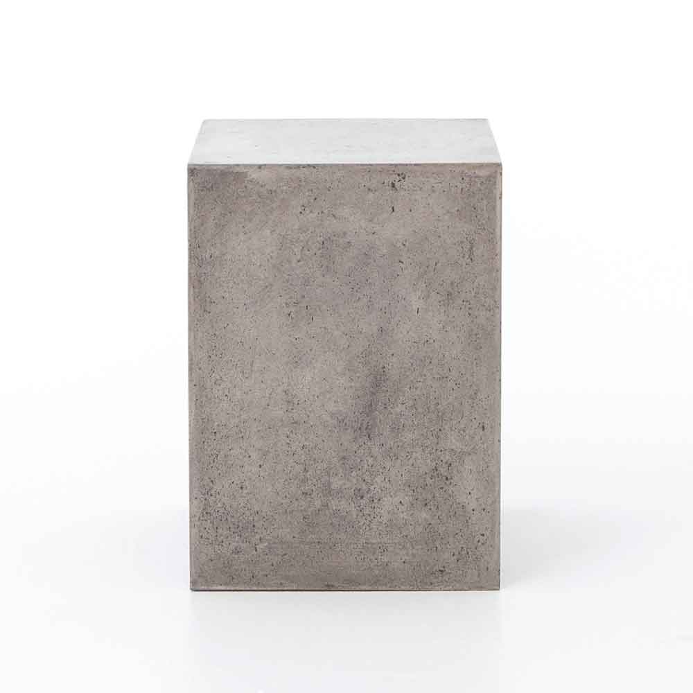 Hugo dark grey concrete end table Four Hands side view