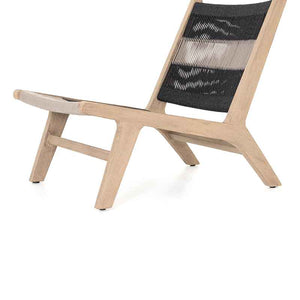 Julian Outdoor Chair in light and dark grey rope and washed teak from Four Hands angled view