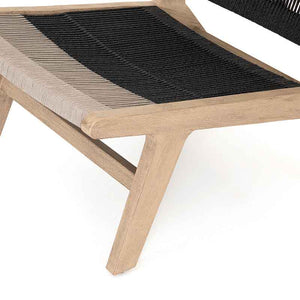 Julian Outdoor Chair in light and dark grey rope and washed teak from Four Hands front leg detail