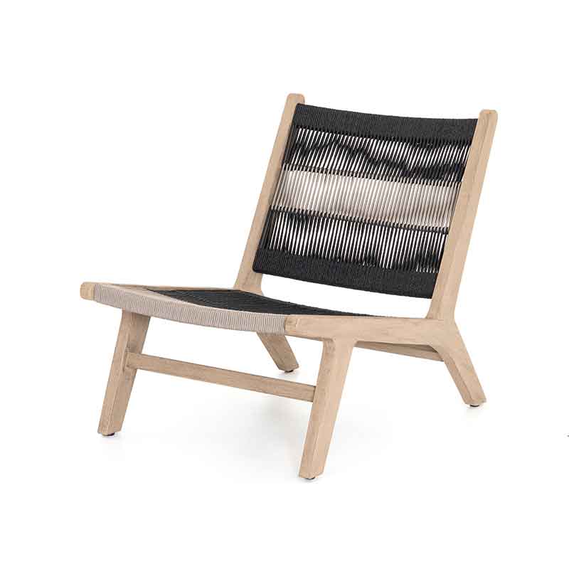 Julian Outdoor Chair in light and dark grey rope and washed teak from Four Hands