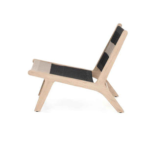 Julian Outdoor Chair in light and dark grey rope and washed teak from Four Hands side view