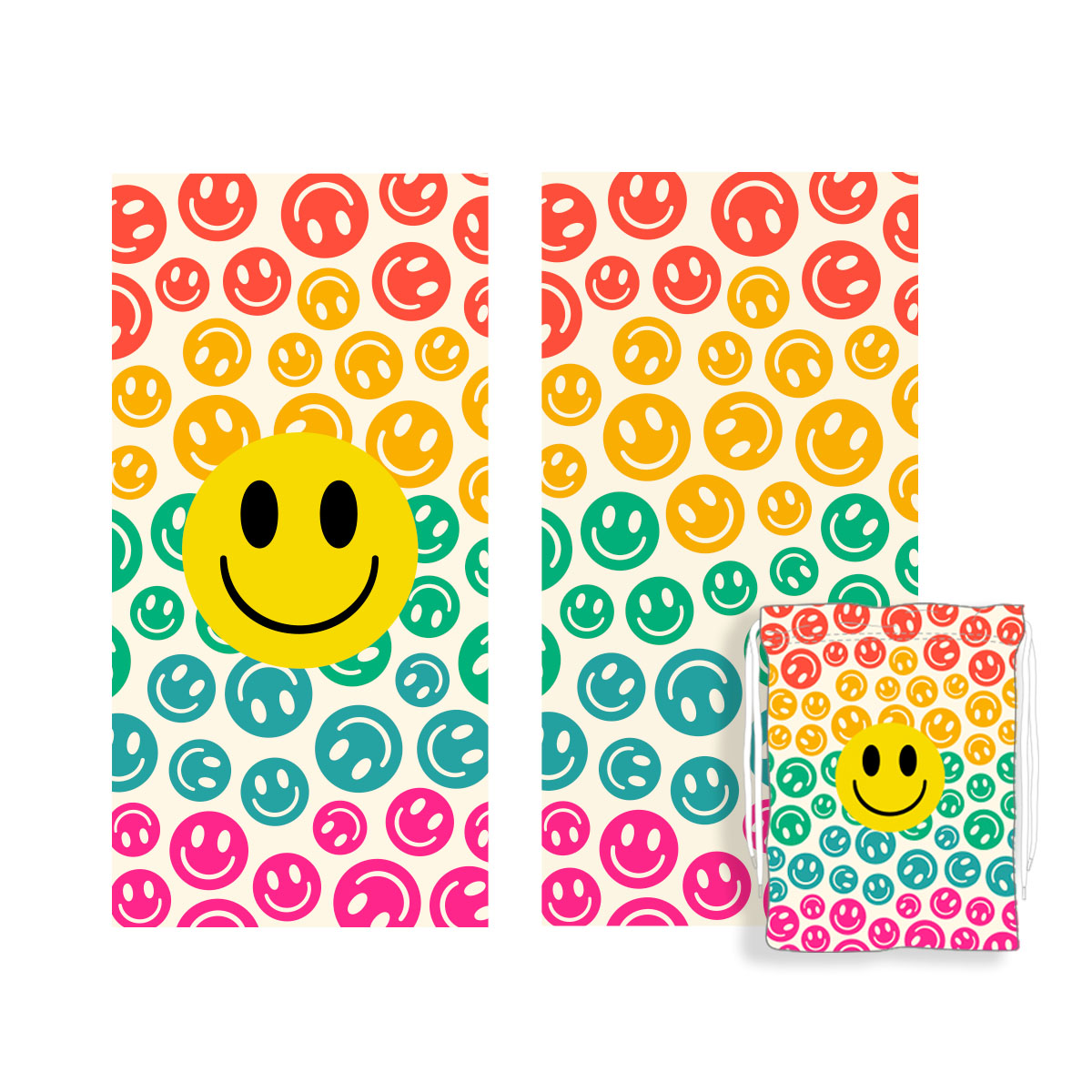 Happy Face Quick Dry Towel with carry bag