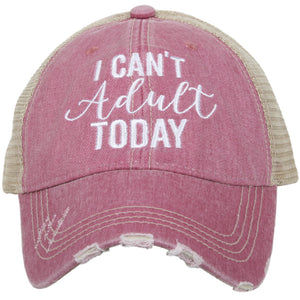 I Can't Adult Today Trucker Hat in mauve
