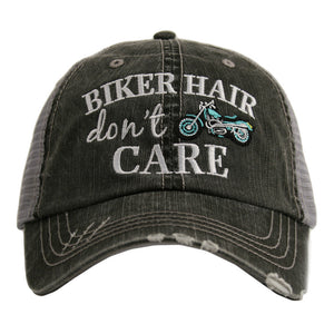 Biker Hair Don't Care Trucker Hat with mint bike
