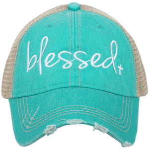 Blessed Trucker Hat in teal