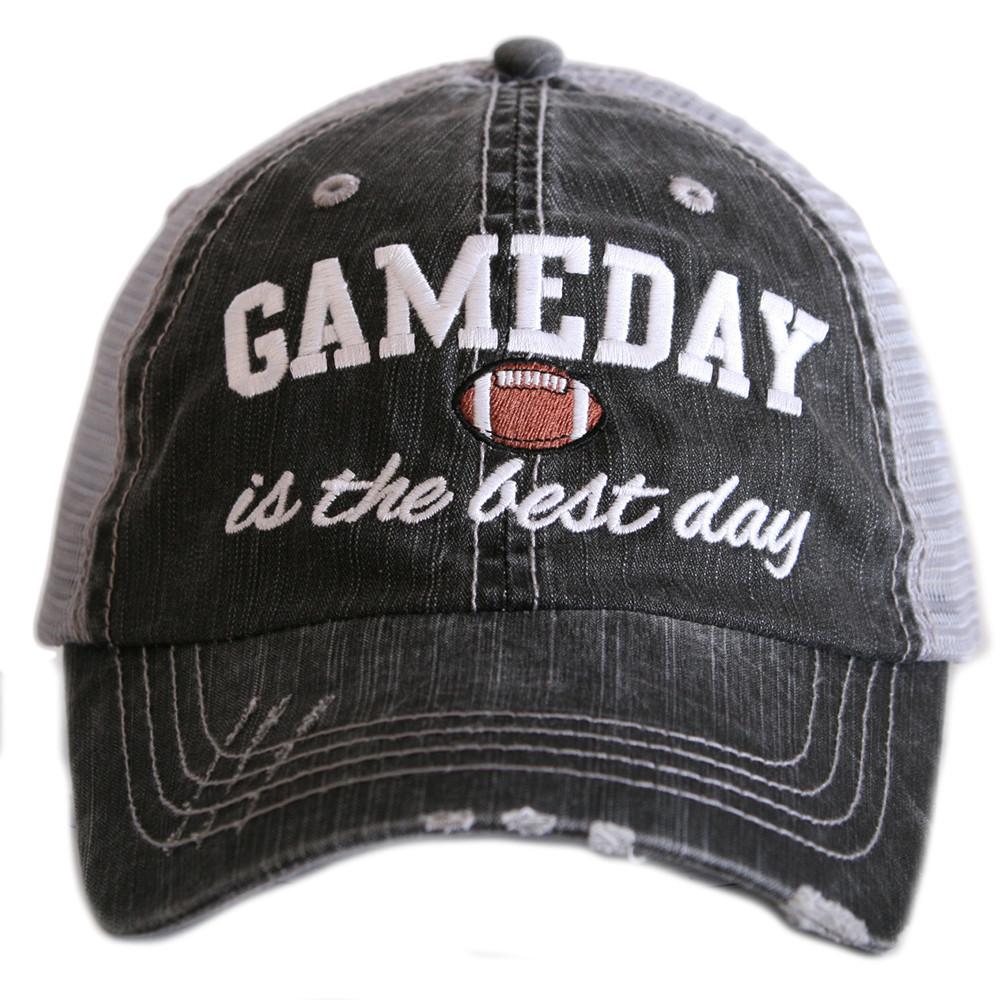 Football Gameday Women's Trucker Hat with embroiderd text and football icon