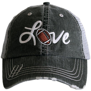 Love Football Women's Trucker Hat with embroidered Love and football, from Katydid