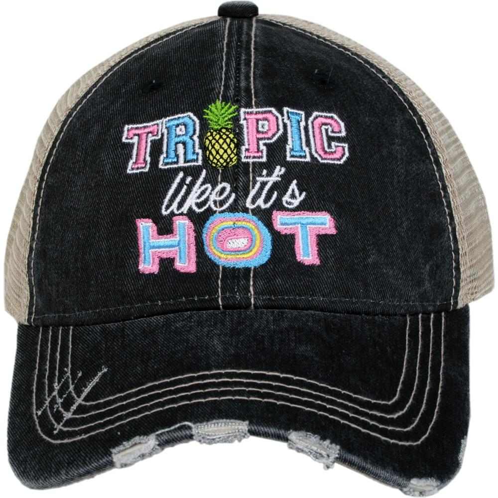 Tropic Like It&#39;s Hot Trucker Hat in Black