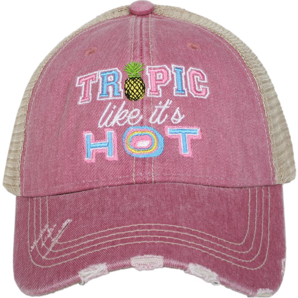 Tropic Like It's Hot Trucker Hat in Mauve