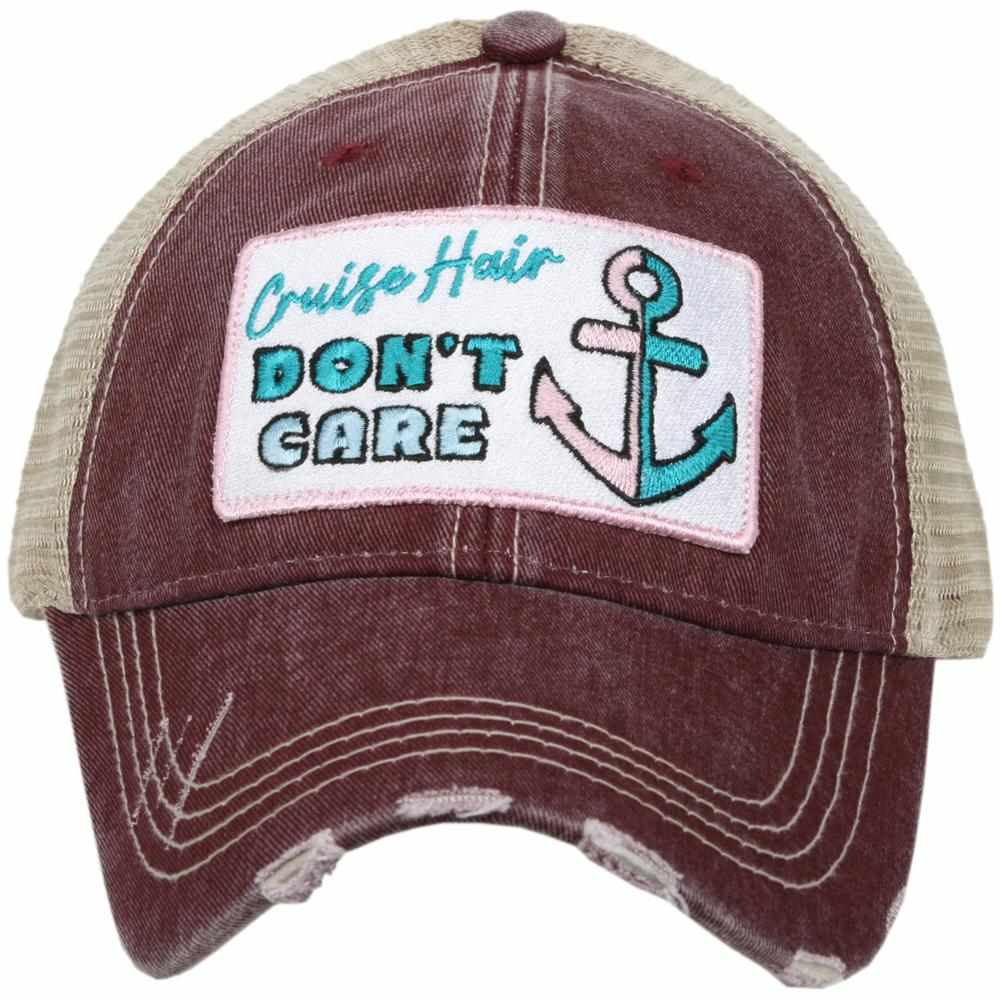 Cruise Hair Don't Care Trucker Hat in Wine