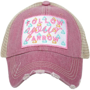 Follow Your Arrow Trucker Hat in Mauve