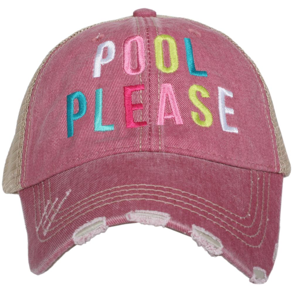 Pool Please trucker hat from Katydid embroidered on mauve
