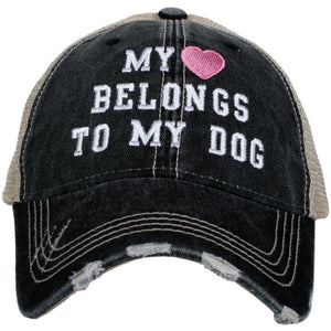 My Heart Belongs To My Dog women's trucker hat in black from Katydid