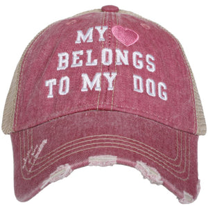 My Heart Belongs To My Dog women's trucker hat in mauve from Katydid